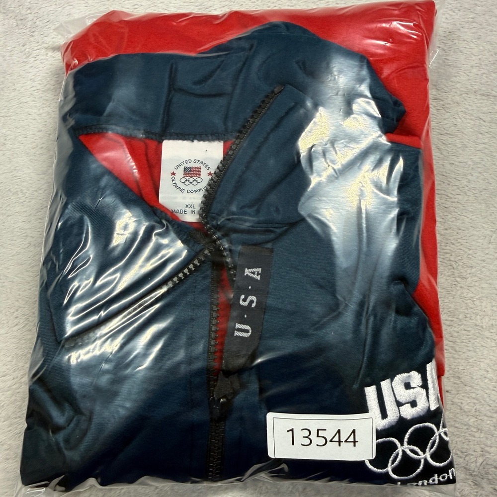 USOC Olympics Quarter Zip Pullover Mens XXL Red Blue London 2012 Made in USA - Picture 9 of 9